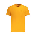 Orange cotton men's T-shirt by Napapijri, featuring a casual fit and classic crew neckline.