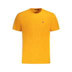 Orange cotton men's T-shirt by Napapijri, featuring a casual fit and classic crew neckline.