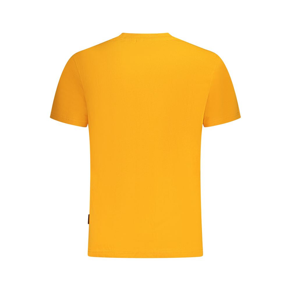 Orange Napapijri cotton men's T-shirt with a crew neckline and subtle branding, displayed on a plain background.