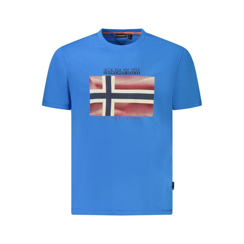 Napapijri Blue Cotton Men T-Shirt - Eljoys Fashion 
