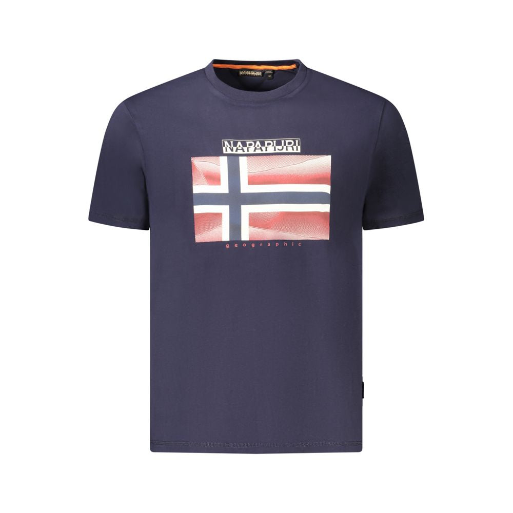 Napapijri Blue Organic Cotton Men T-Shirt Napapijri