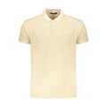 Beige Cavalli Class cotton men's polo shirt with collar and short sleeves, featuring subtle branding details.