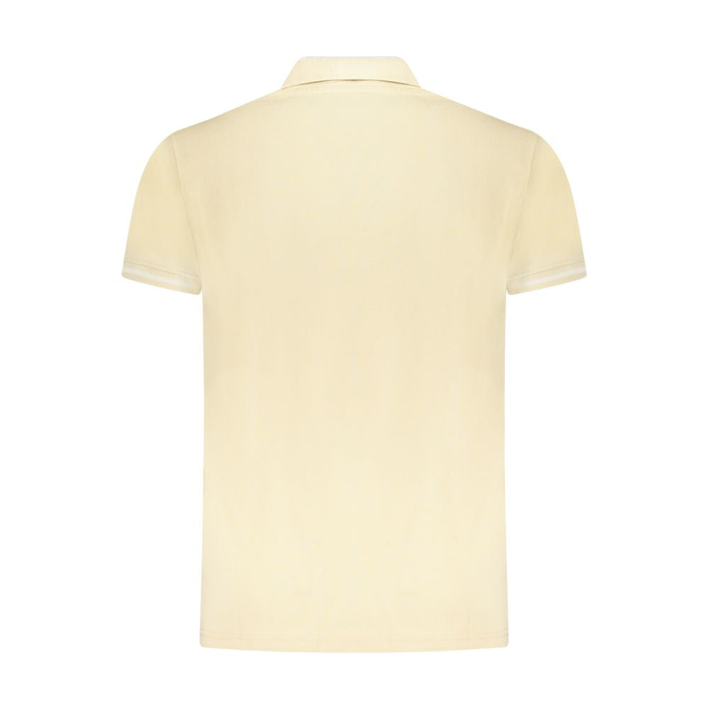 Beige Cavalli Class cotton men's polo shirt with a classic collar and short sleeves, featuring subtle brand detailing.