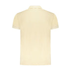Beige Cavalli Class cotton men's polo shirt with a classic collar and short sleeves, featuring subtle brand detailing.