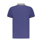 Cavalli Class Blu cotton men's polo shirt with collar and short sleeves, featuring a classic fit and subtle branding.