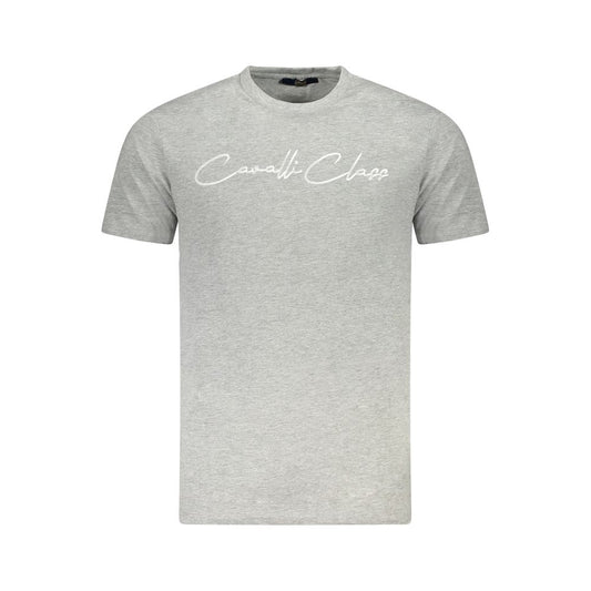 Cavalli Class Gray Cotton Men T-Shirt Cavalli Class