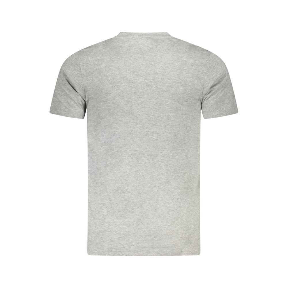 Cavalli Class gray cotton men's T-shirt with a crew neckline and subtle branding, front view showing soft fabric details.
