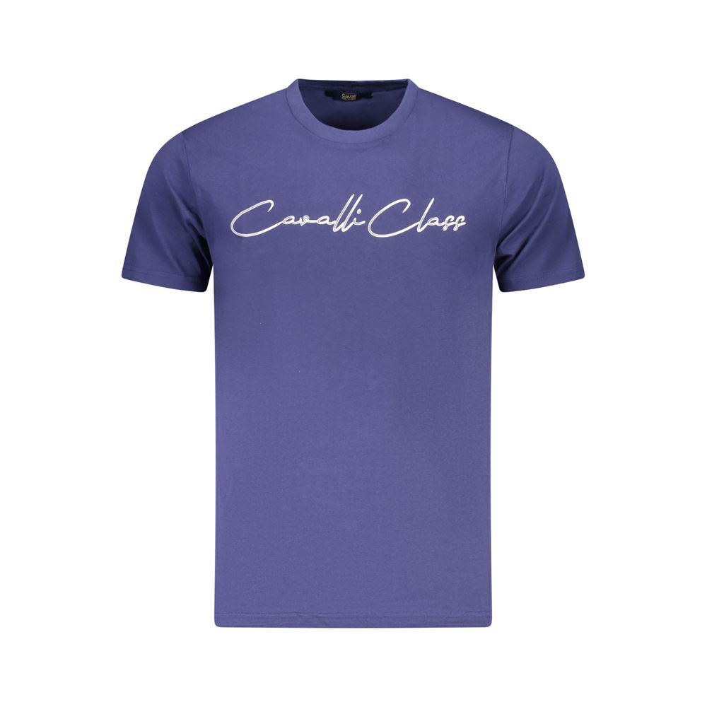 Cavalli Class Blu Cotton Men T-Shirt showing a casual fit with the brand logo on the chest.