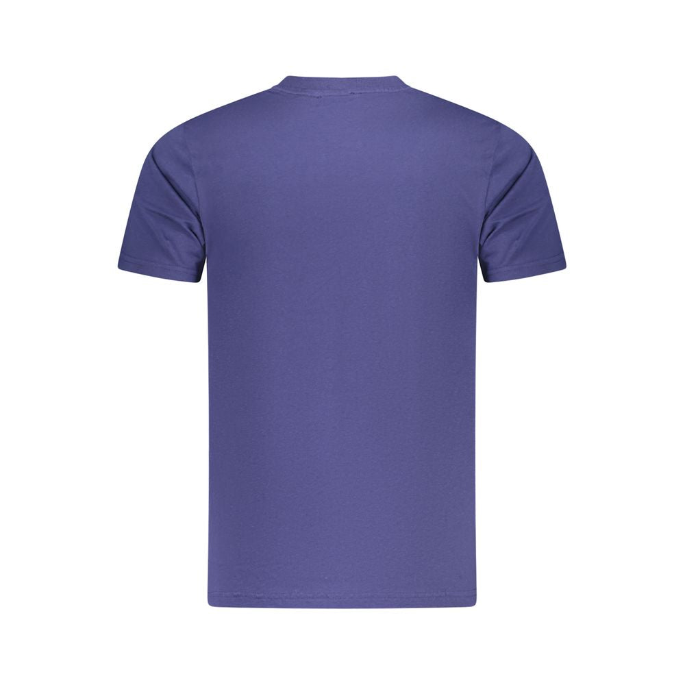 Cavalli Class Blu cotton men's T-shirt with round neckline and short sleeves, featuring a clean, classic design.