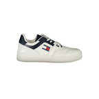 Tommy Hilfiger Blu leather men's sneaker with white sole and classic design, featuring the brand's logo on the side.