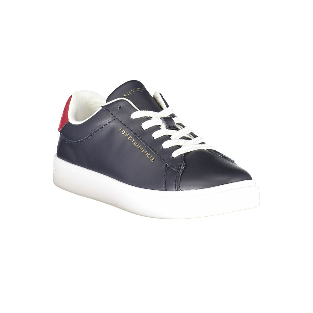 Tommy Hilfiger blue women's sneaker made of polyurethane with white sole and logo details, casual and stylish footwear.