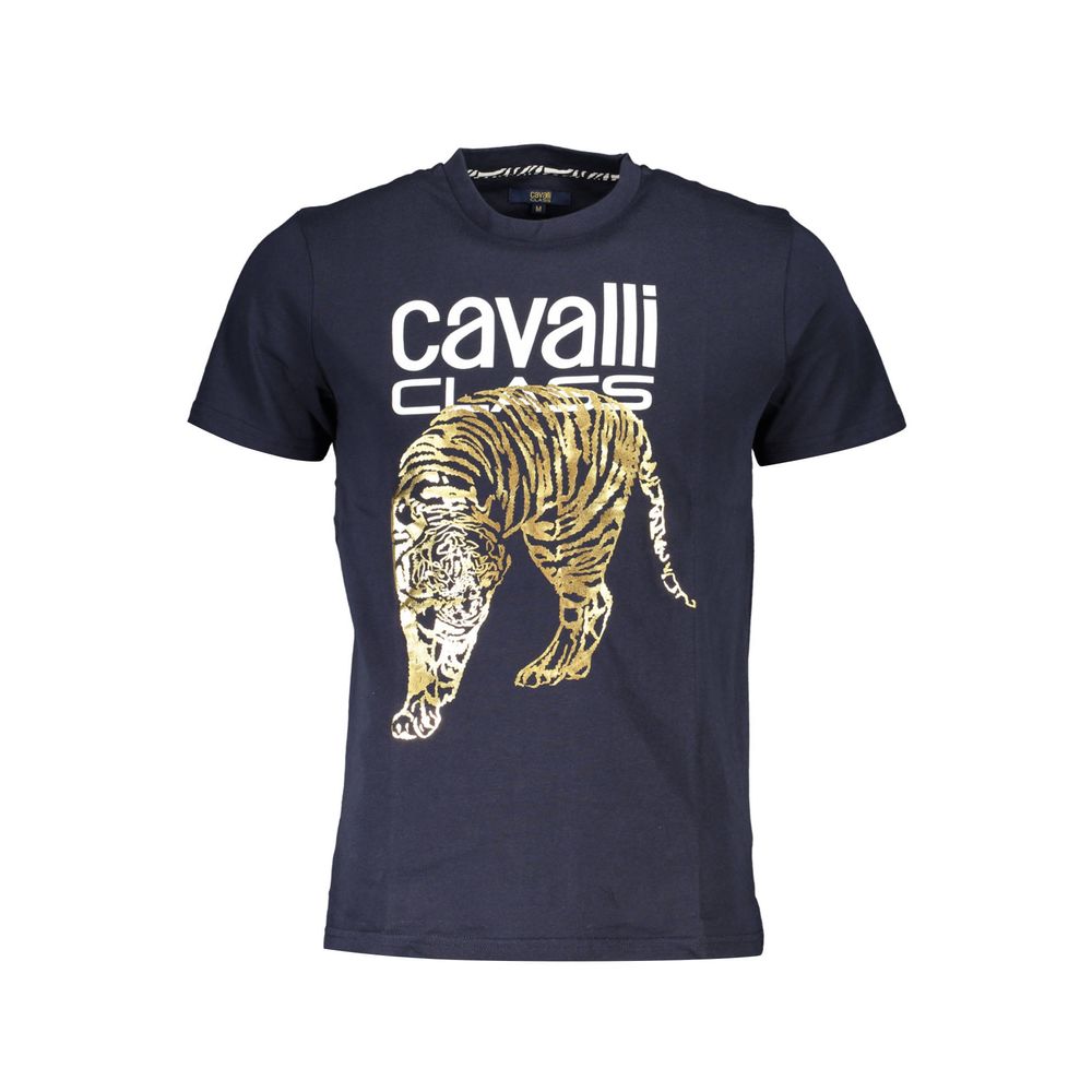 Cavalli Class Blue Cotton Men T-Shirt Cavalli Class