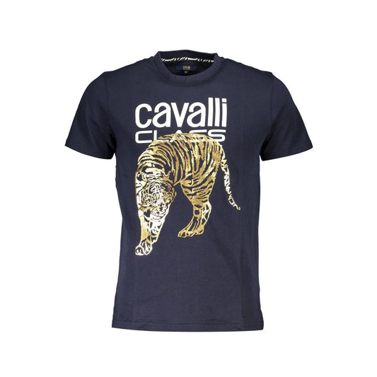 Cavalli Class Blue Cotton Men T-Shirt Cavalli Class