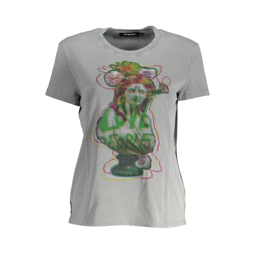 Desigual Gray Cotton Women T-Shirt Desigual