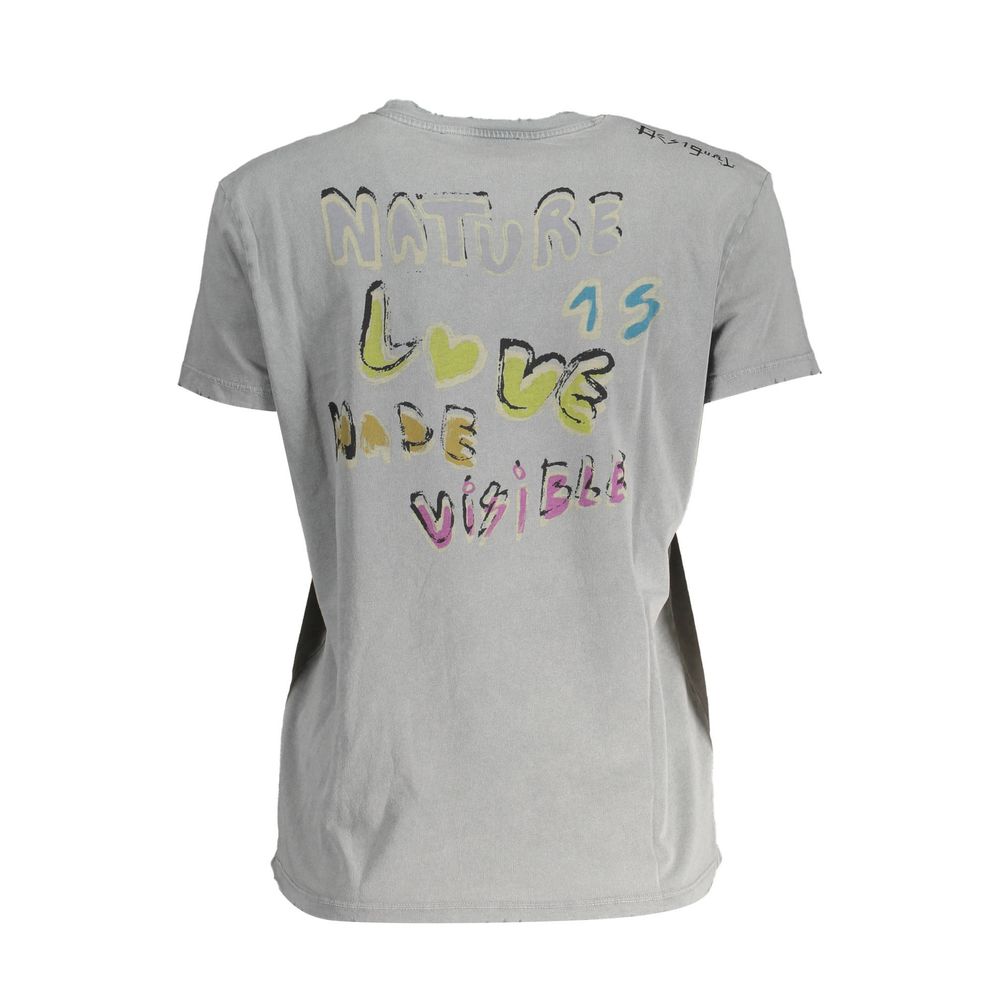 Desigual Gray Cotton Women T-Shirt Desigual