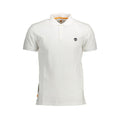 Timberland white cotton men's polo shirt with collar and short sleeves, casual and comfortable for everyday wear