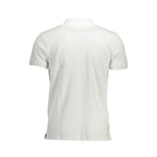 Timberland white cotton men's polo shirt with collar and short sleeves, casual and stylish for everyday wear