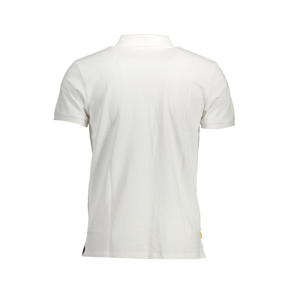 Timberland white cotton men's polo shirt with collar and short sleeves, casual and stylish for everyday wear