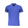 Cavalli Class men's blue cotton polo shirt with a classic collar and short sleeves, featuring subtle brand detailing.