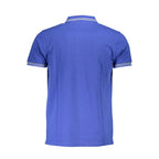 Cavalli Class Blu cotton men's polo shirt with collar and short sleeves, featuring a classic fit and subtle branding.