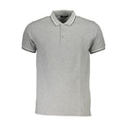 Cavalli Class Grigio cotton men's polo shirt with classic collar and short sleeves, stylish and comfortable casual wear.