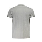 Cavalli Class Grigio cotton men's polo shirt with collar and short sleeves, displayed on a plain background.