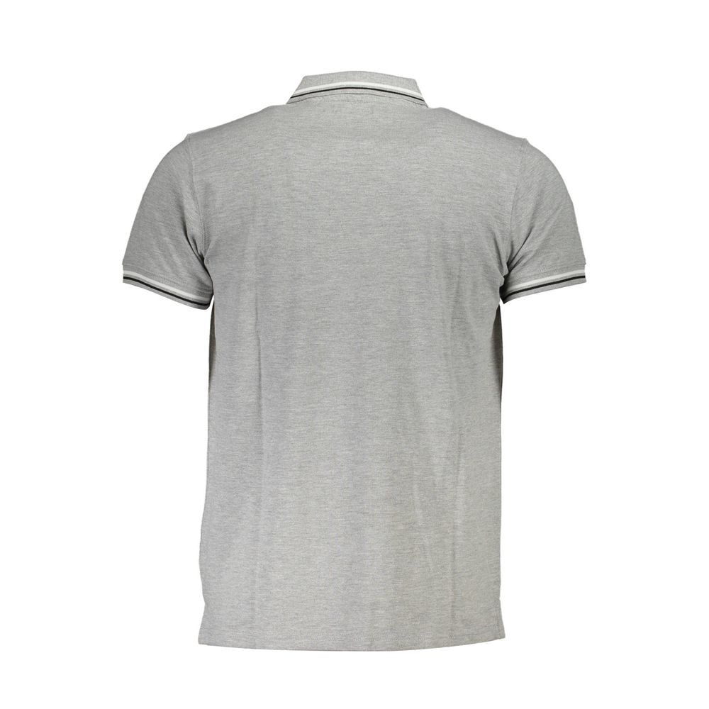 Cavalli Class Grigio cotton men's polo shirt with collar and short sleeves, displayed on a plain background.