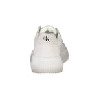 White Calvin Klein polyester women's sneaker with clean design and lace-up closure, suitable for casual wear.
