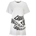 White cotton women's dress by Cavalli Class, featuring a stylish, flowing design with elegant details.