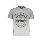 Gray Plein Sport cotton men's T-shirt with a classic fit and crew neckline, featuring subtle brand detailing.