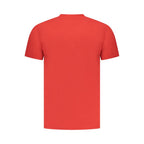 Cavalli Class Rosso cotton men's T-shirt featuring a casual fit and classic crew neckline, displayed on a hanger.