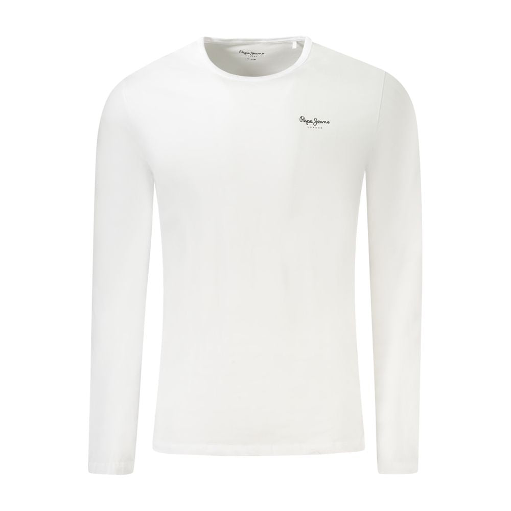 White Pepe Jeans men's cotton T-shirt with round neckline and short sleeves, casual style, shown on a plain background.