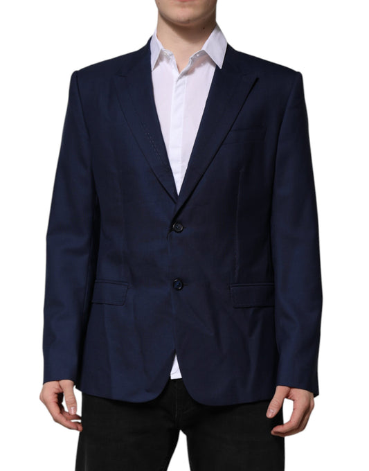 Dolce & Gabbana Blue Wool Single Breasted Suit Coat Blazer Dolce & Gabbana