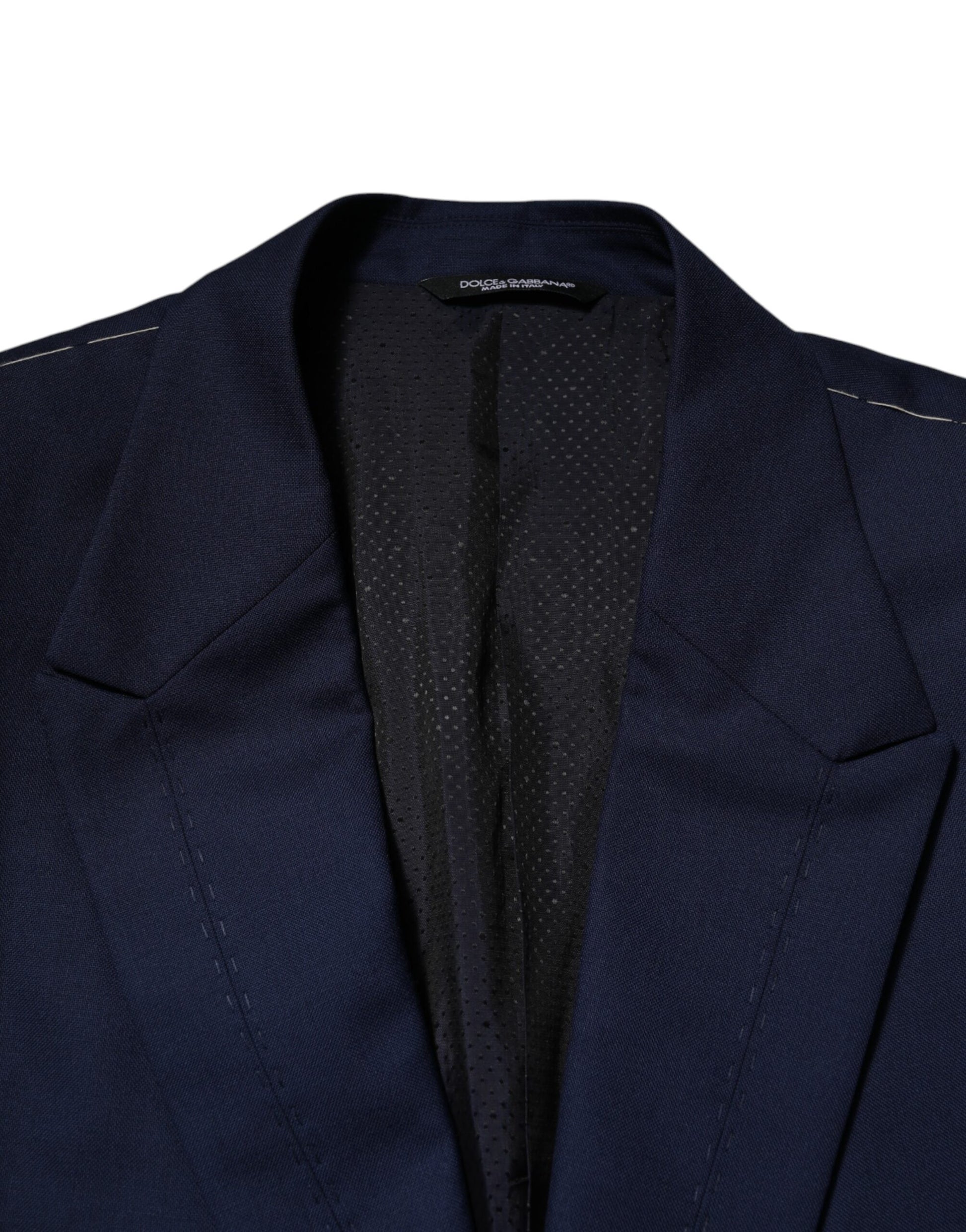 Dolce & Gabbana Blue Wool Single Breasted Suit Coat Blazer Dolce & Gabbana