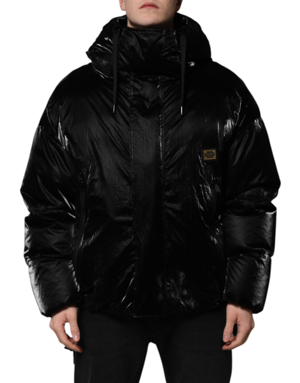 Dolce & Gabbana Black Logo Full Zip Hooded Quilted Jacket - Eljoys Fashion 