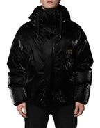 Dolce & Gabbana Black Logo Full Zip Hooded Quilted Jacket - Eljoys Fashion 