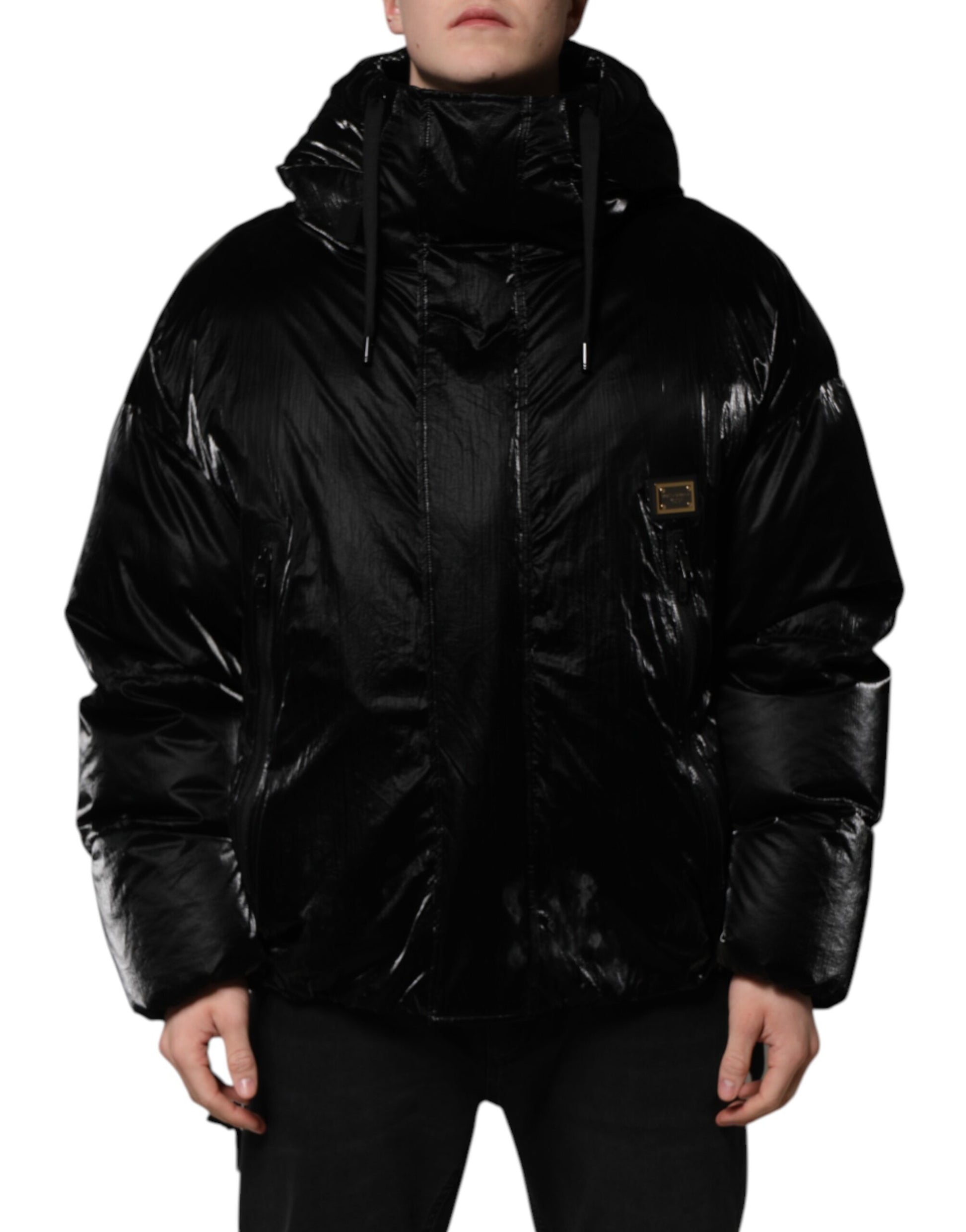 Dolce & Gabbana Black Logo Full Zip Hooded Quilted Jacket Dolce & Gabbana
