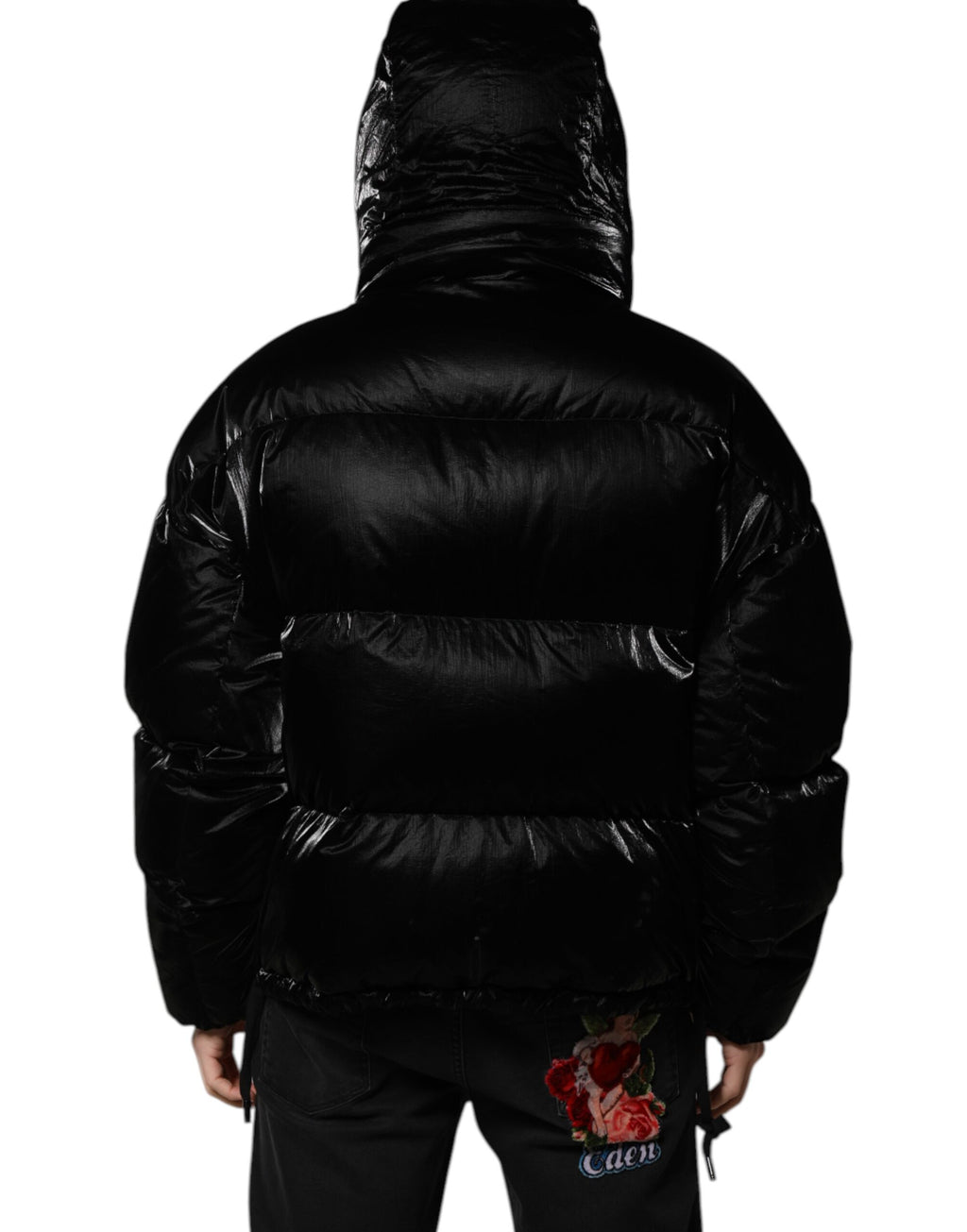 Dolce & Gabbana Black Logo Full Zip Hooded Quilted Jacket - Eljoys Fashion 