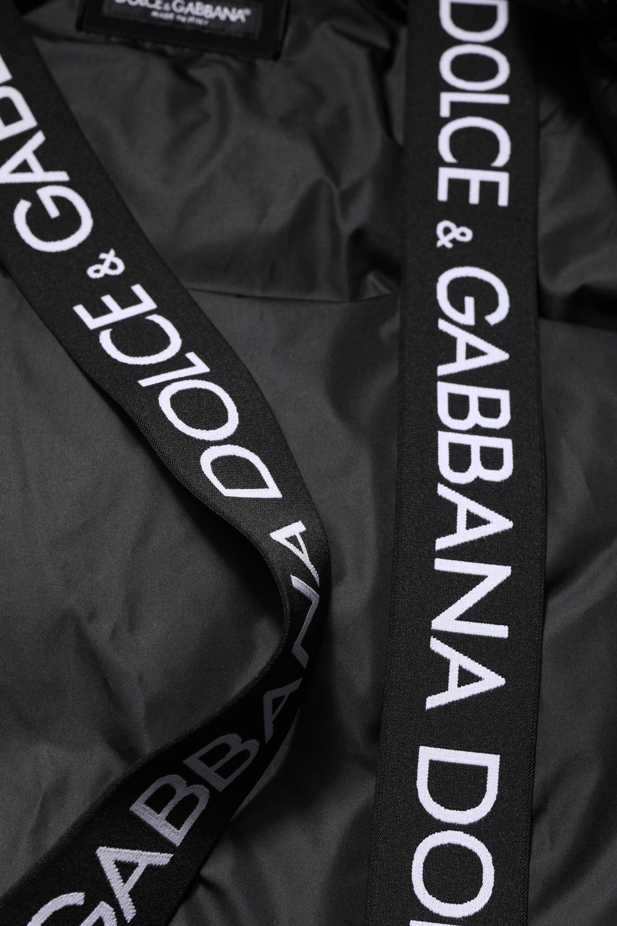 Dolce & Gabbana Black Logo Full Zip Hooded Quilted Jacket - Eljoys Fashion 
