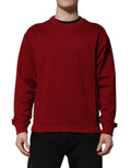 Dolce & Gabbana Red Embossed Logo Cotton Crew Neck Sweater - Eljoys Fashion 
