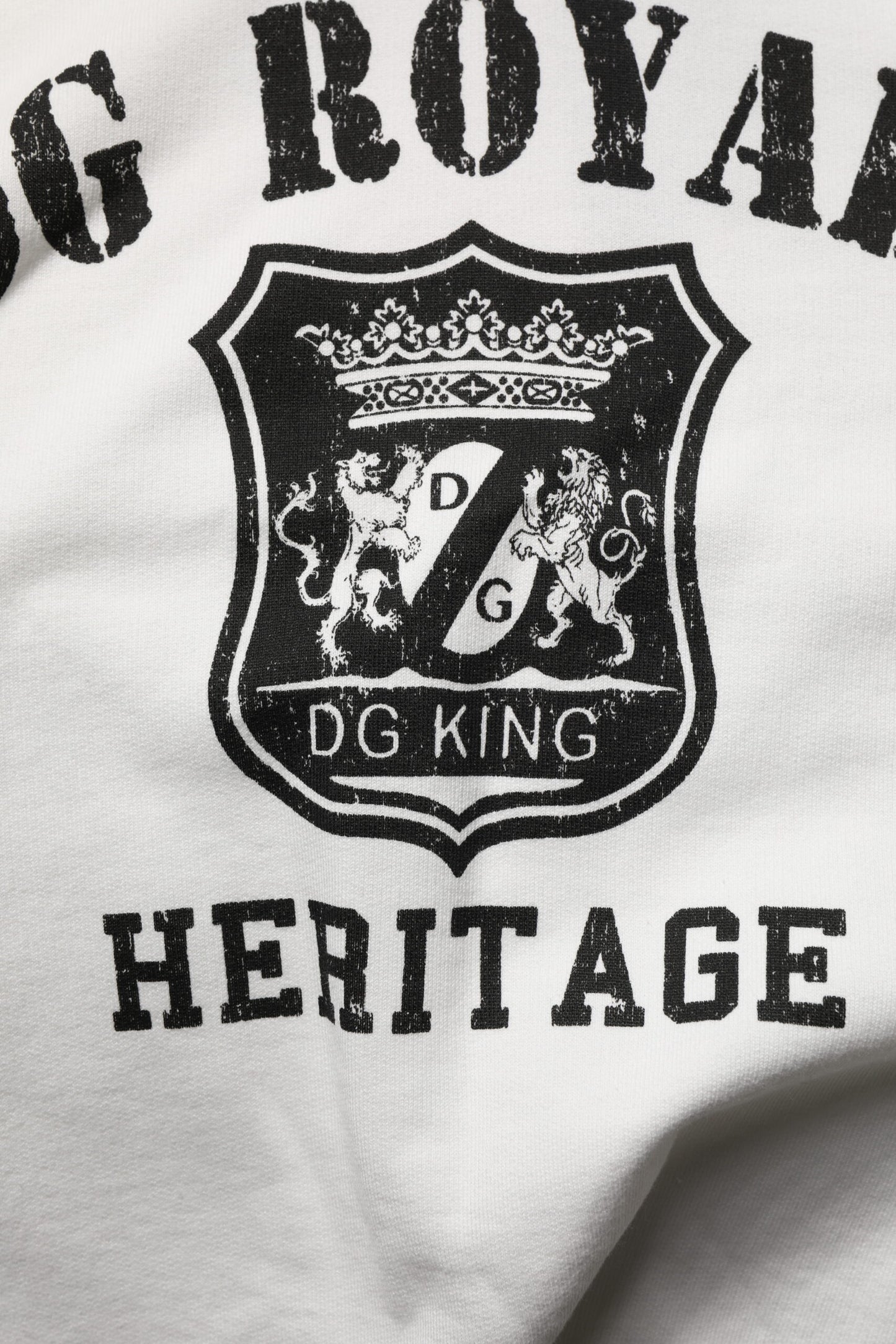 Dolce & Gabbana White Cotton DG ROYAL Print Hooded Sweater Dolce & Gabbana