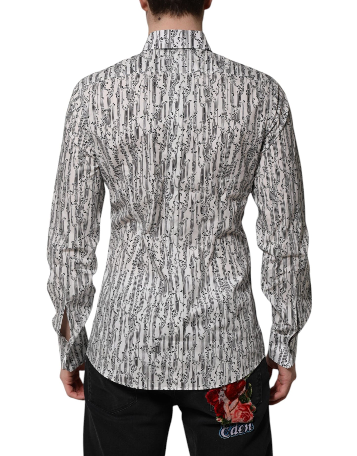 Dolce & Gabbana White Floral Print Casual Long Sleeves Shirt Dolce & Gabbana