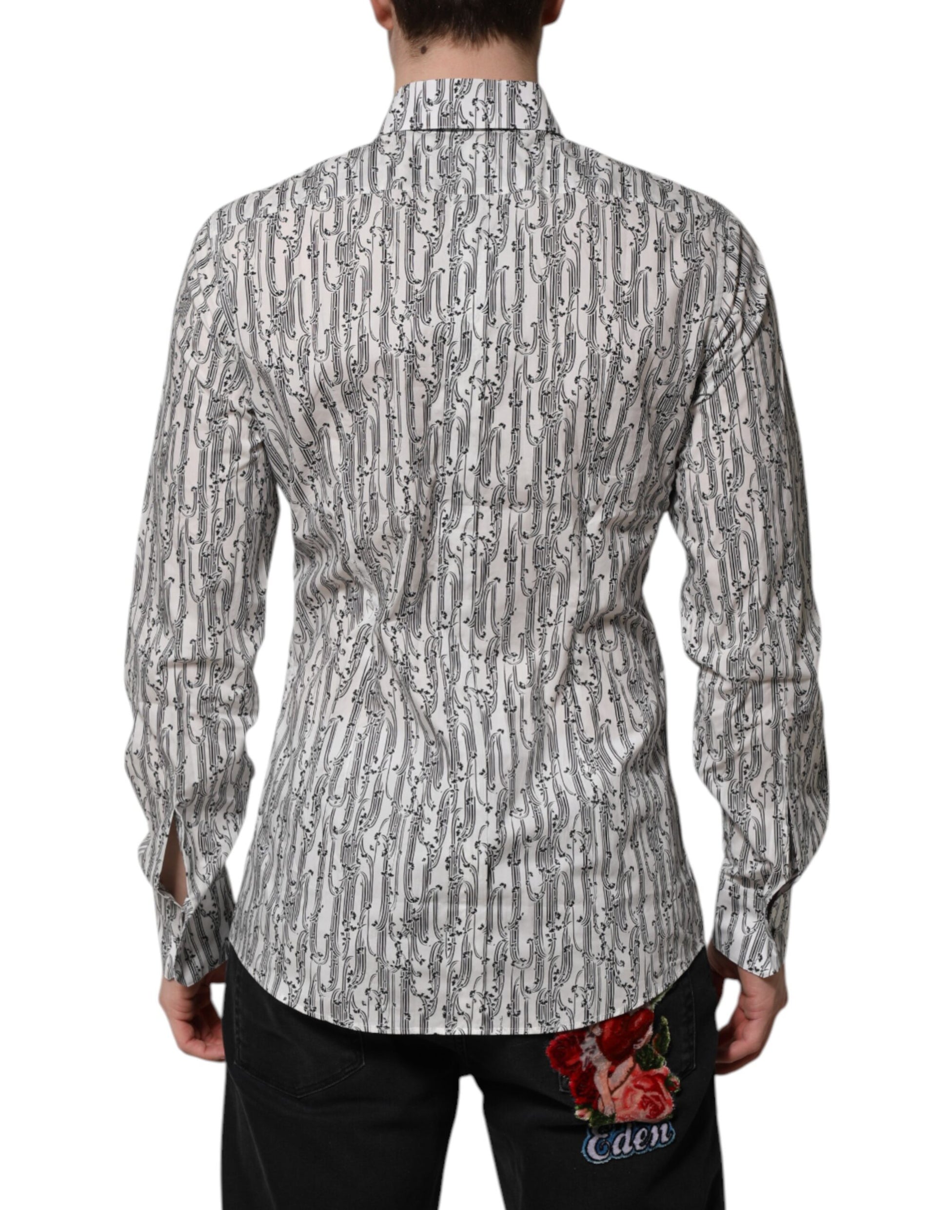 Dolce & Gabbana White Floral Print Casual Long Sleeves Shirt Dolce & Gabbana