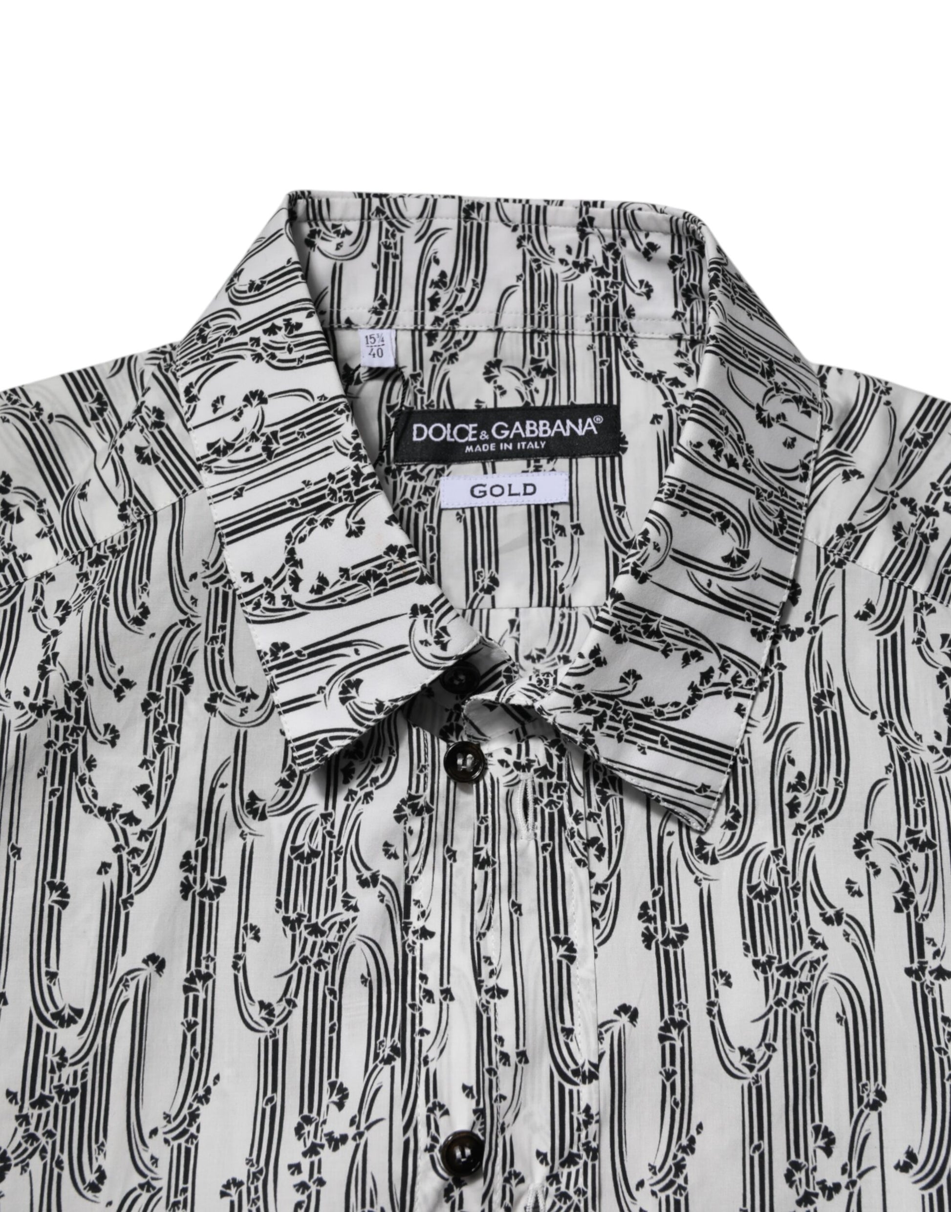 Dolce & Gabbana White Floral Print Casual Long Sleeves Shirt Dolce & Gabbana