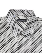 Dolce & Gabbana White Striped Long Sleeves Men Formal Shirt