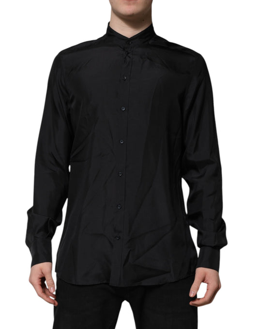 Dolce & Gabbana Dark Blue Silk MARTINI Men Formal Dress Shirt Dolce & Gabbana