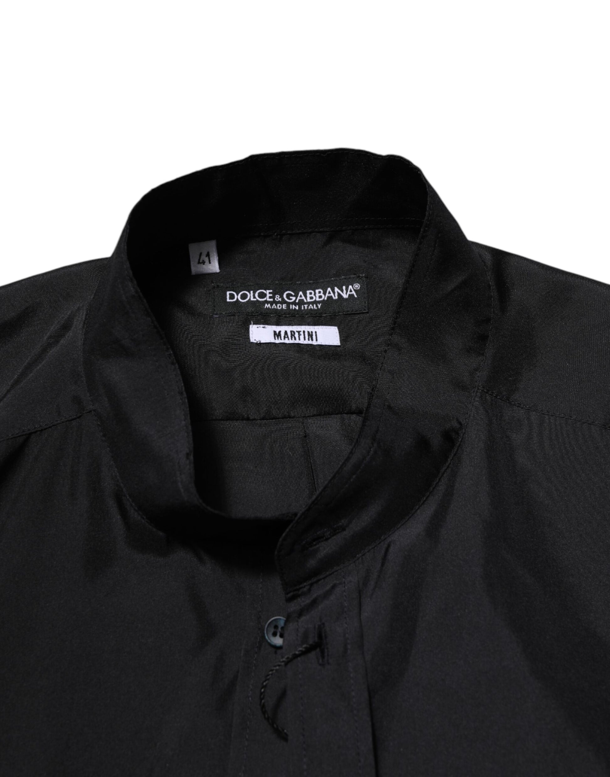 Dolce & Gabbana Dark Blue Silk MARTINI Men Formal Dress Shirt Dolce & Gabbana