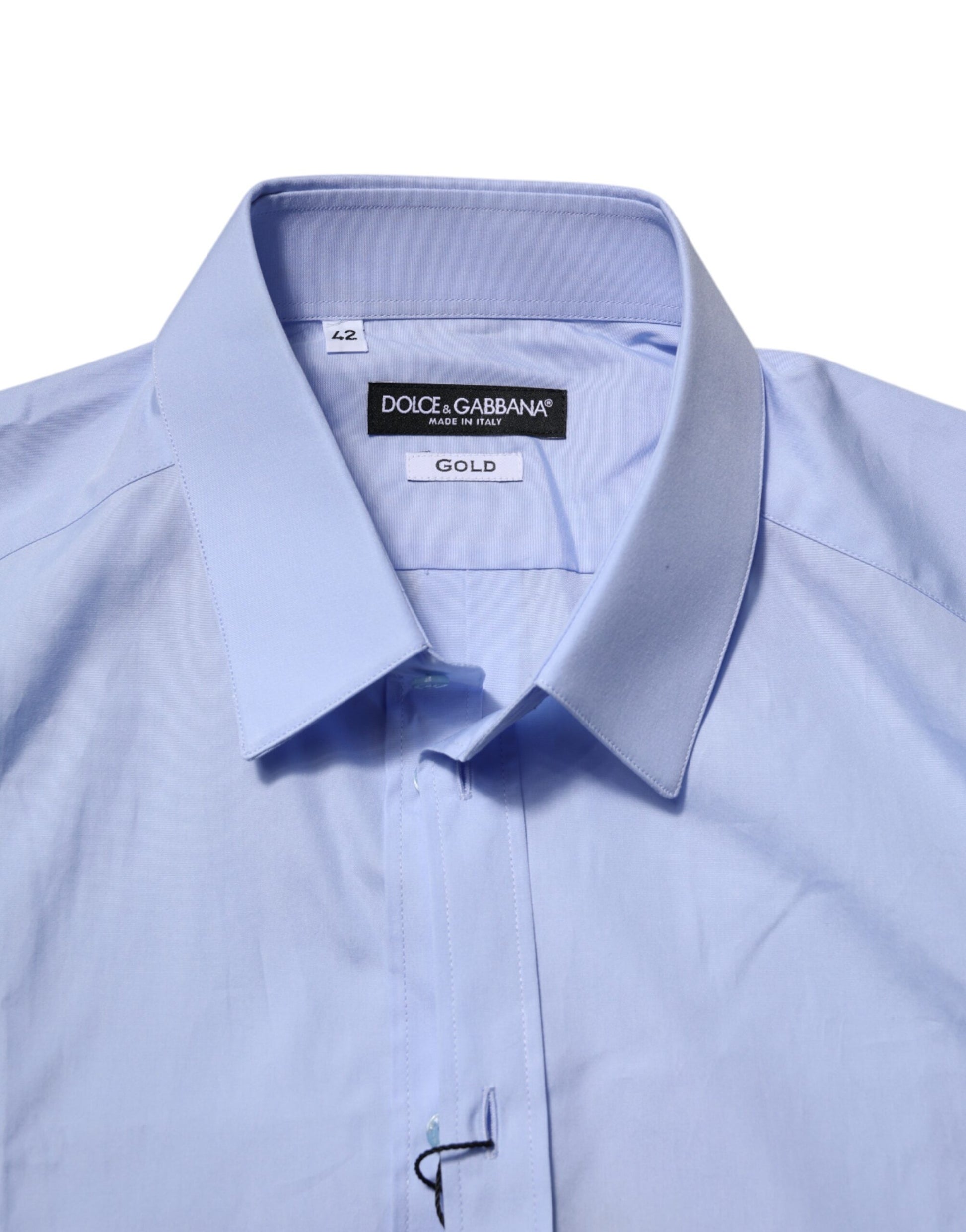 Dolce & Gabbana Blue Cotton GOLD Long Sleeves Dress Shirt Dolce & Gabbana