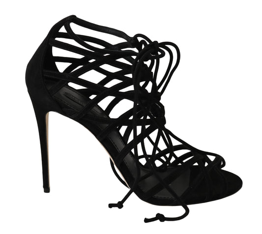 Dolce & Gabbana Black Suede Strap Stilettos Sandals Dolce & Gabbana