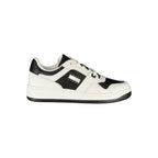 Tommy Hilfiger Bianco men's polyurethane sneaker with white design and sporty style, featuring laces and brand logo details.